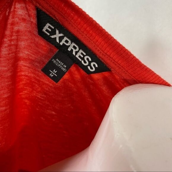 Express Coral Striped Top 3/4 Sleeve Top Shirt Size M - Picture 4 of 10